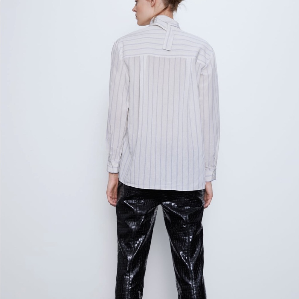 Zara striped poplin shirt, front pleated - Picture 6 of 10